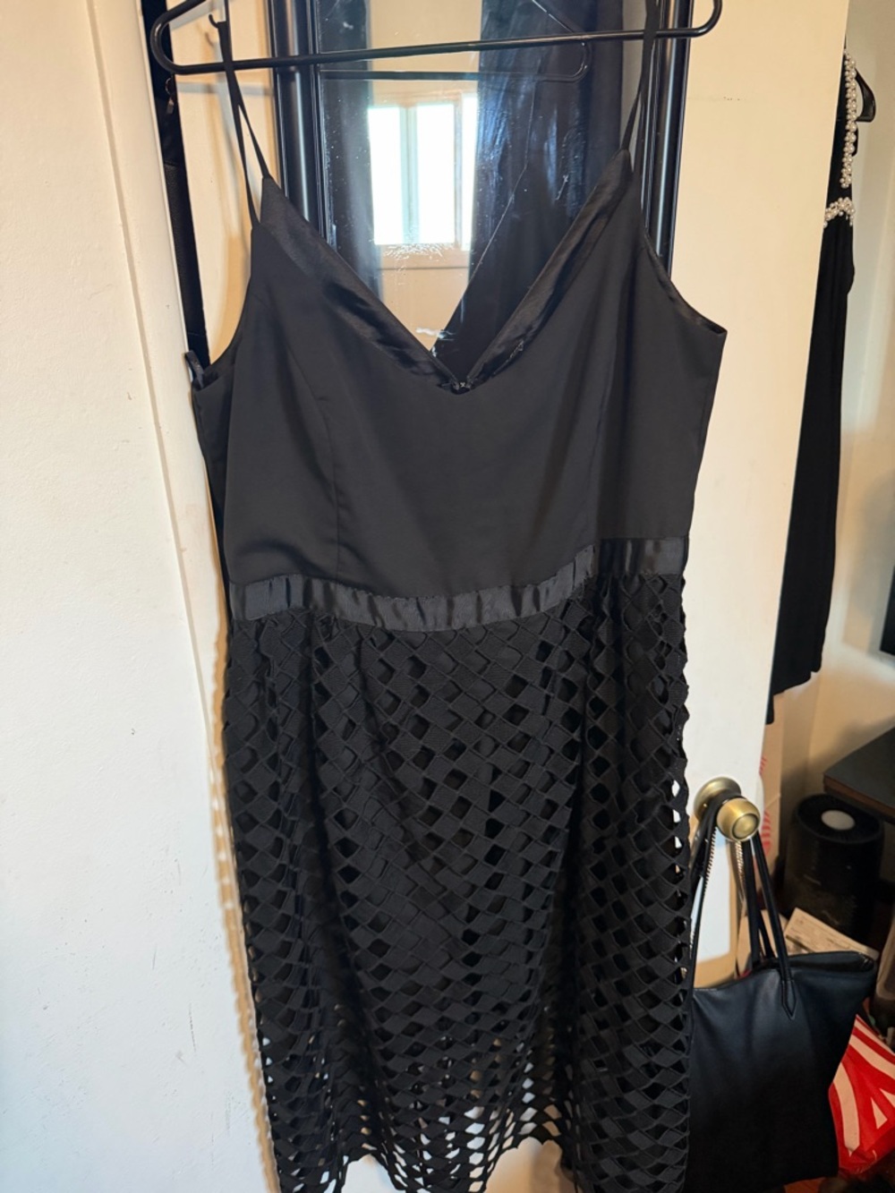 City Chic Black Lattice Midi Dress